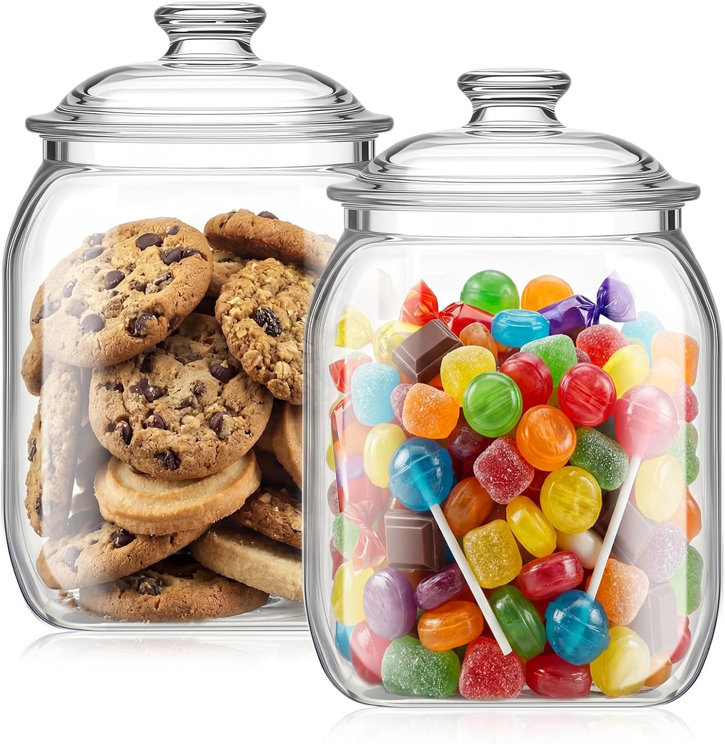 Food Storage With Glass Lids - 2 Pack Acrylic Cookie Candy Jar