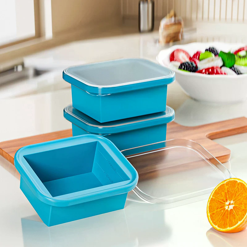Storage Food Prep - Silicone Freezing Tray With Plastic Lid