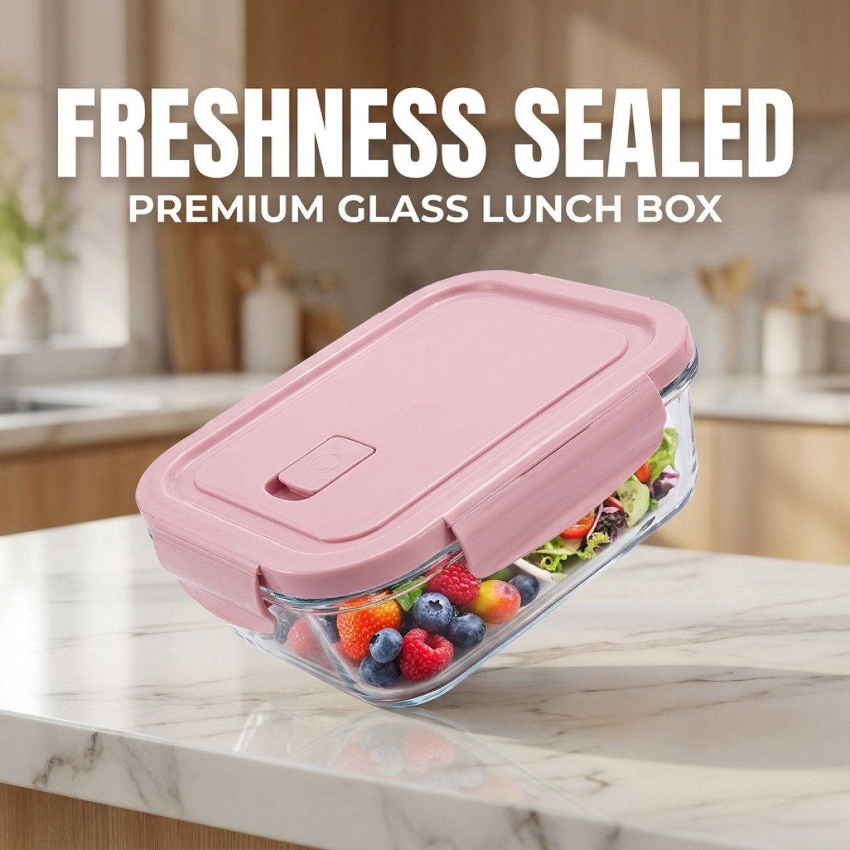 Food Storage Safe - Pink Glass Food Storage Container-Thickened High
