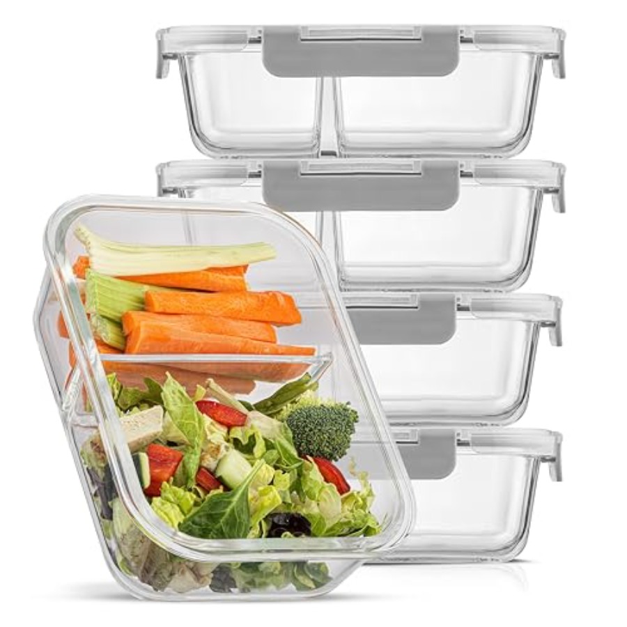 Food Storage Dividers - Divided Food Storage Containers with Lids