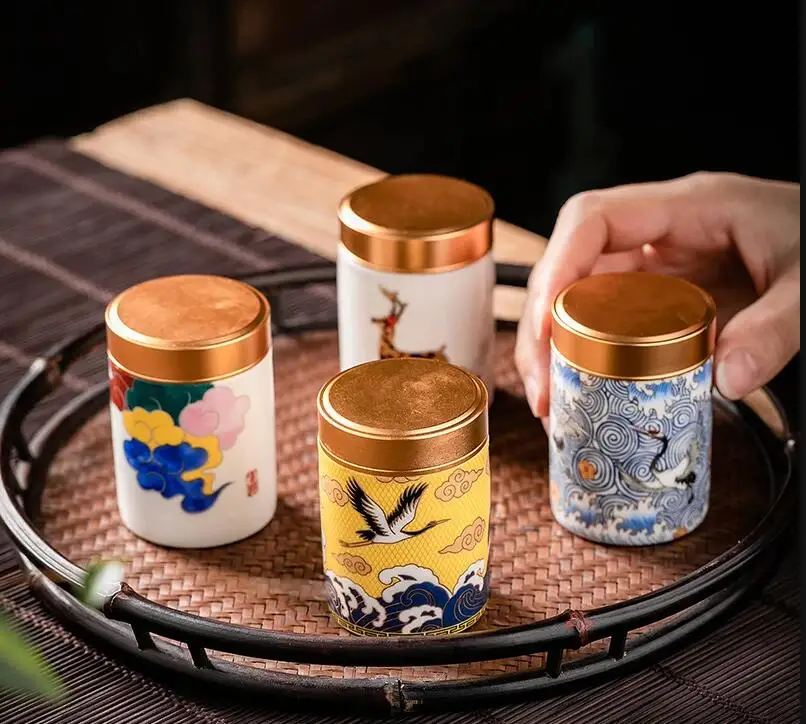 Food Storage Tank - Metal Ceramics Double Layer Tea Caddy