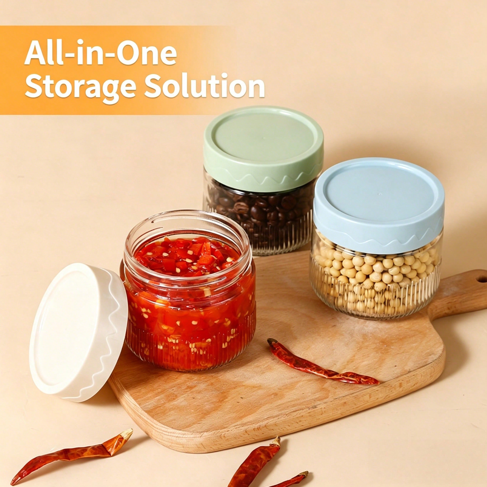 Food Storage With Glass Lids - A Glass-Sealed Storage Jar,250ml Stackable Glass
