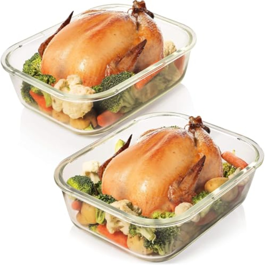 Food Storage With Glass Lids - 10 Cups/ 80 Oz 4 Pc