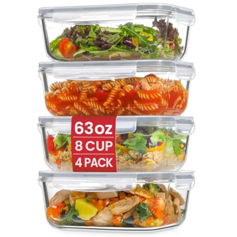 Storage Food Prep - 4 Pack 8 Cups/ 63oz Large
