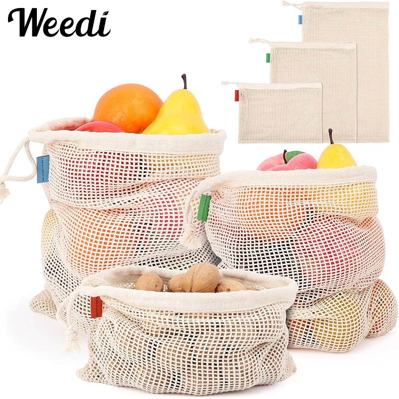 Produce Bag Reusable Mesh - Weedi 3/6pack Reusable Cotton Mesh Produce