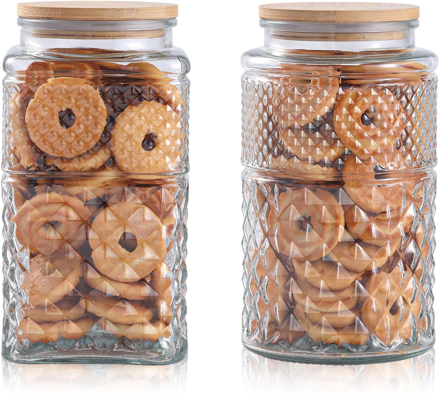 Food Storage With Glass Lids - 0.7Gallon/2600ml Glass Cookie Jar, Set of