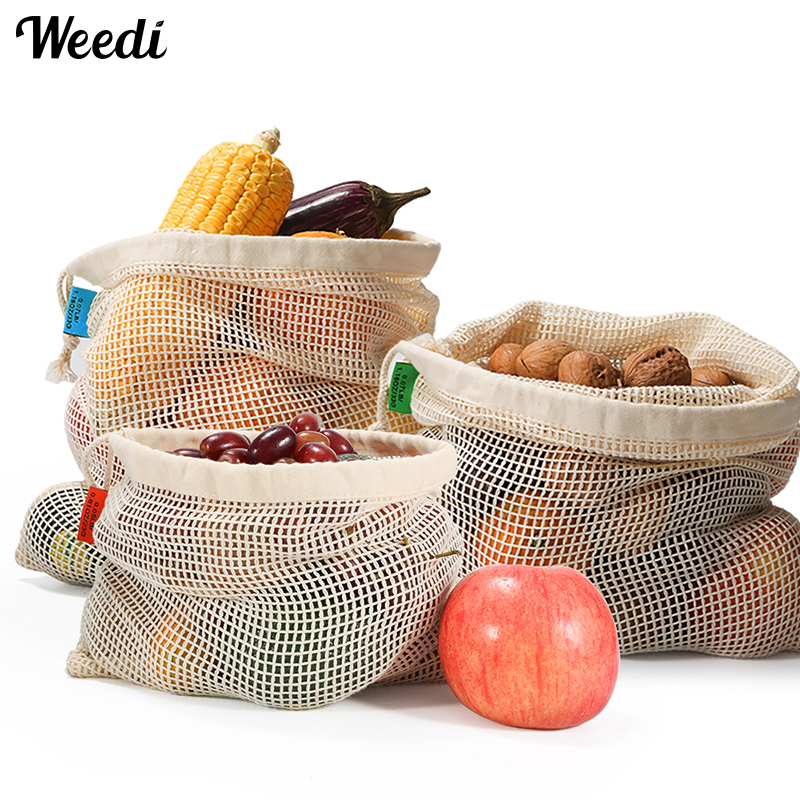 Produce Bag Reusable Mesh - Organic Cotton Reusable Produce Bag, Durable,