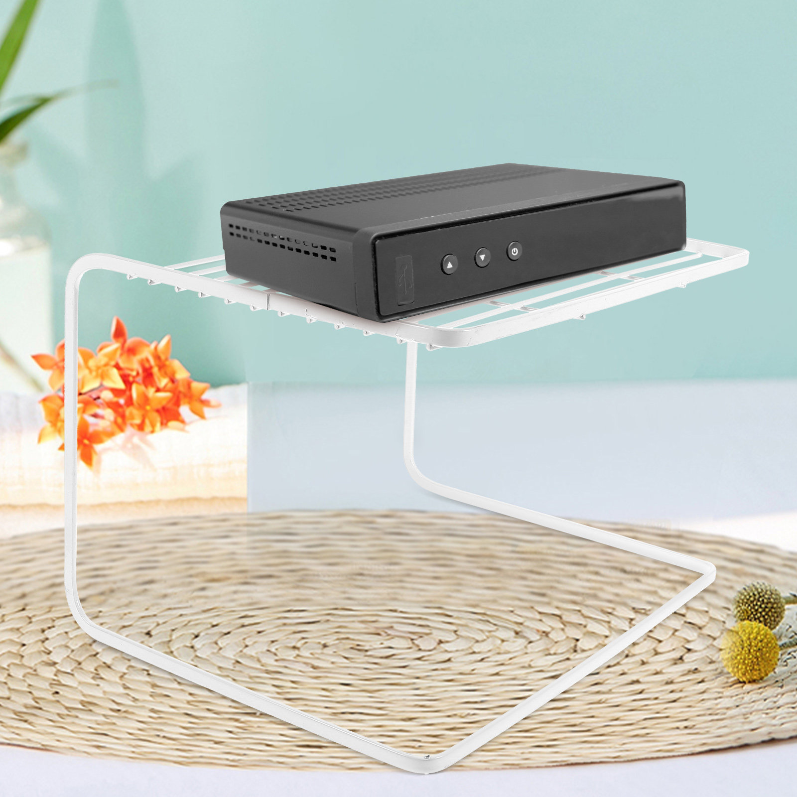 Food Storage Boxes - Double-Layer Tabletop Router Shelf Heavy Duty