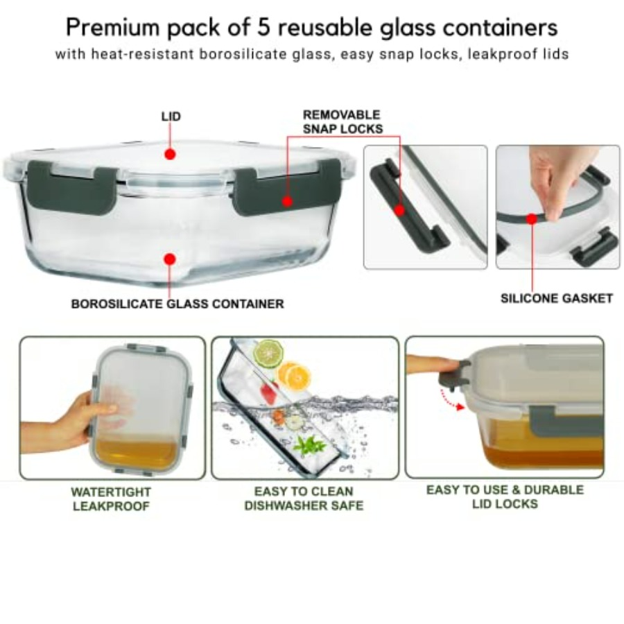 Glass Meal Prep Containers: 5  - огляд і ціна Storage Food Prep