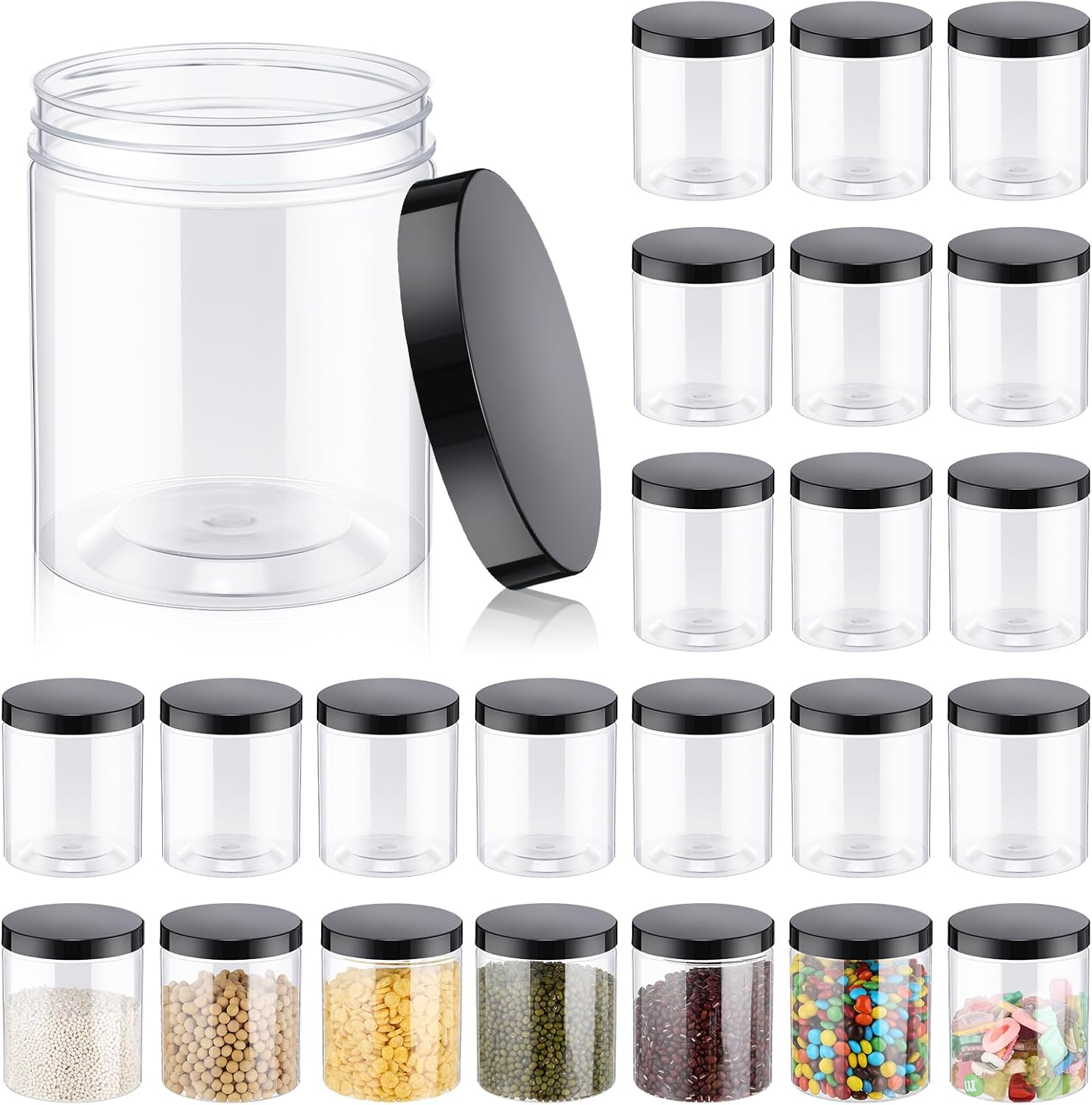 24 Pcs 16oz Plastic Jars with  - огляд і ціна Food Storage With Glass Lids