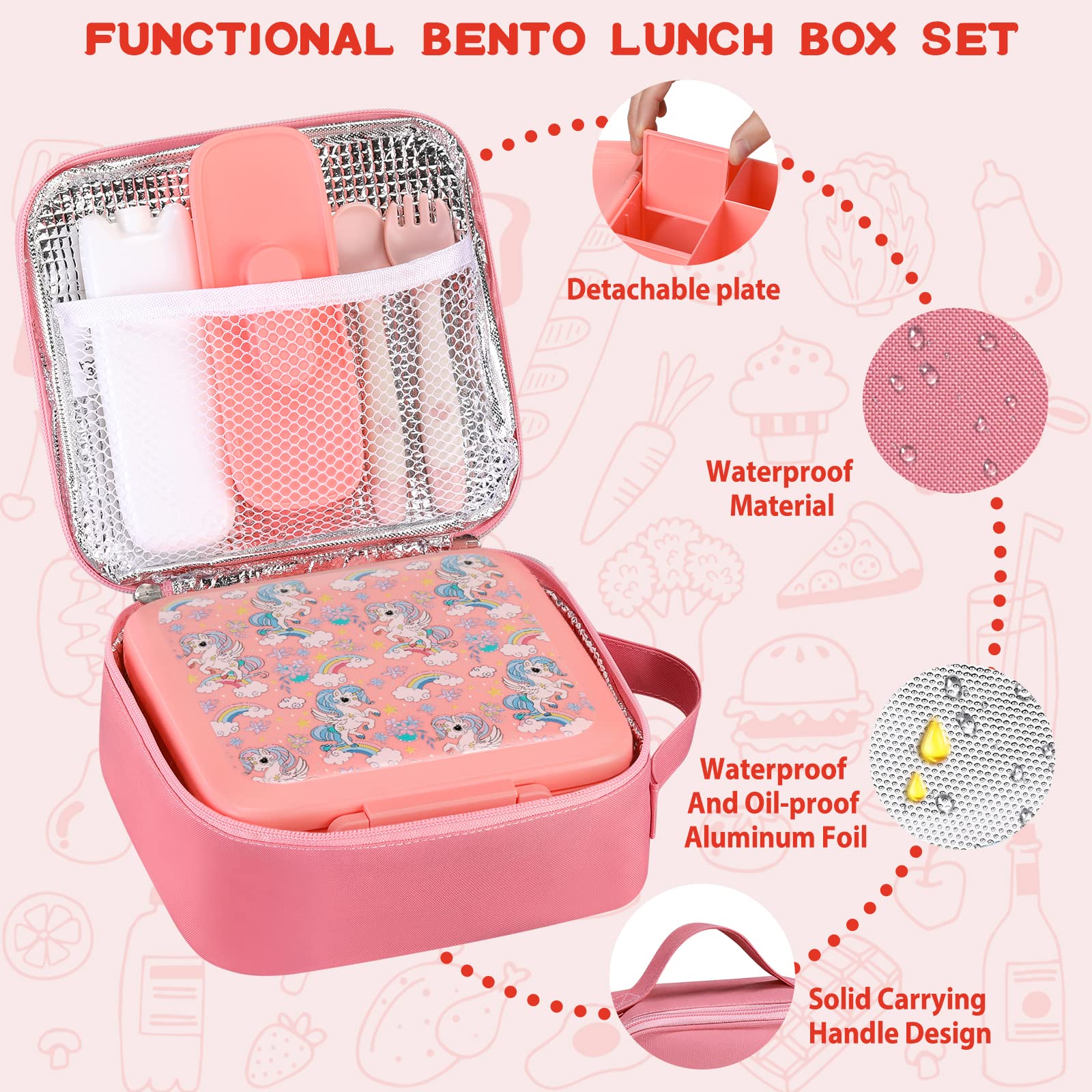 Bento Lunch Box for Kids With  - огляд і ціна Food Storage Zip Bags