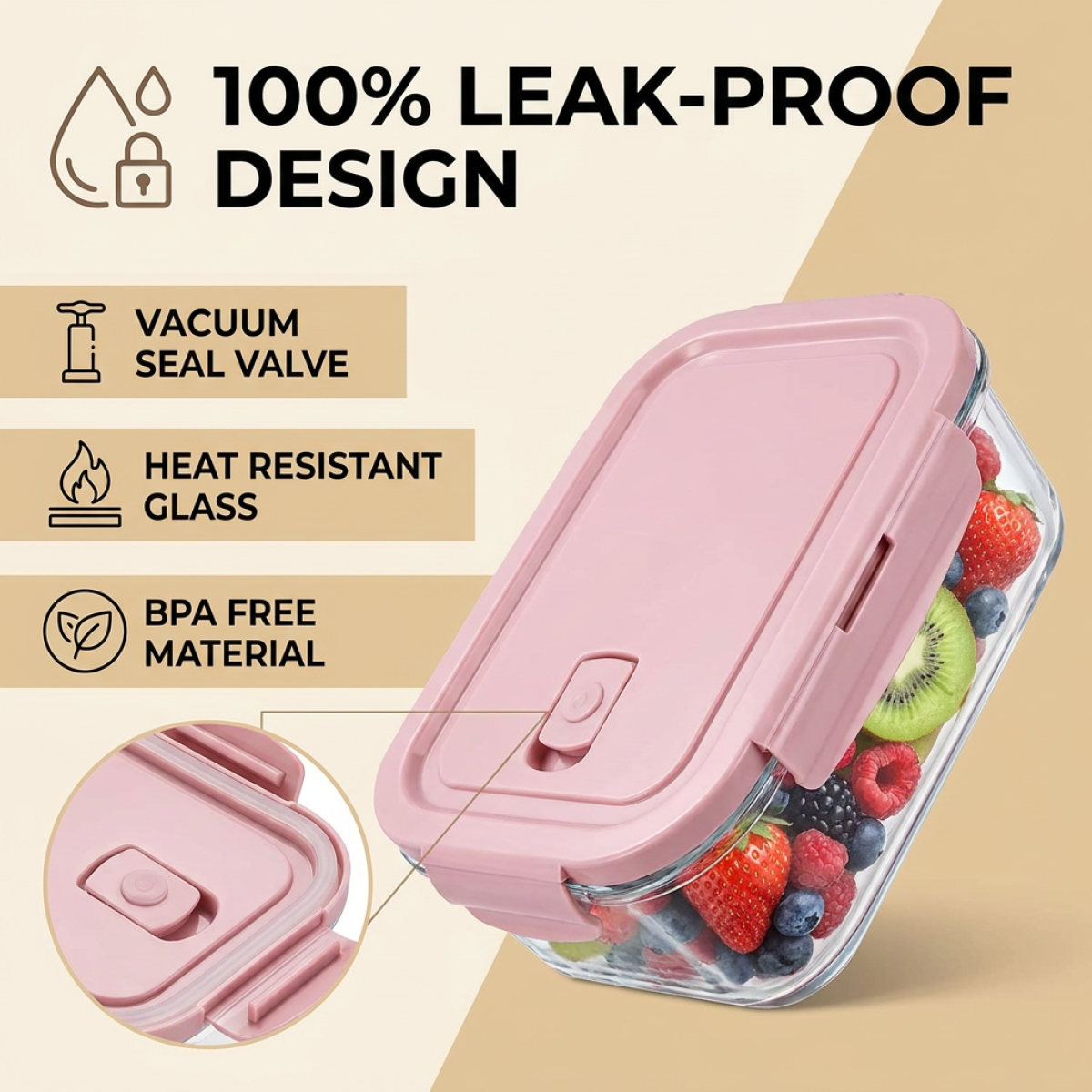 Pink Glass Food Storage Contai - огляд і ціна Food Storage Safe