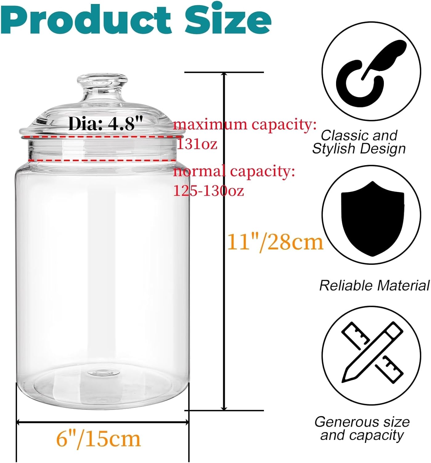 2 Pack 130 oz Large Cookie Jar - огляд і ціна Food Storage With Glass Lids