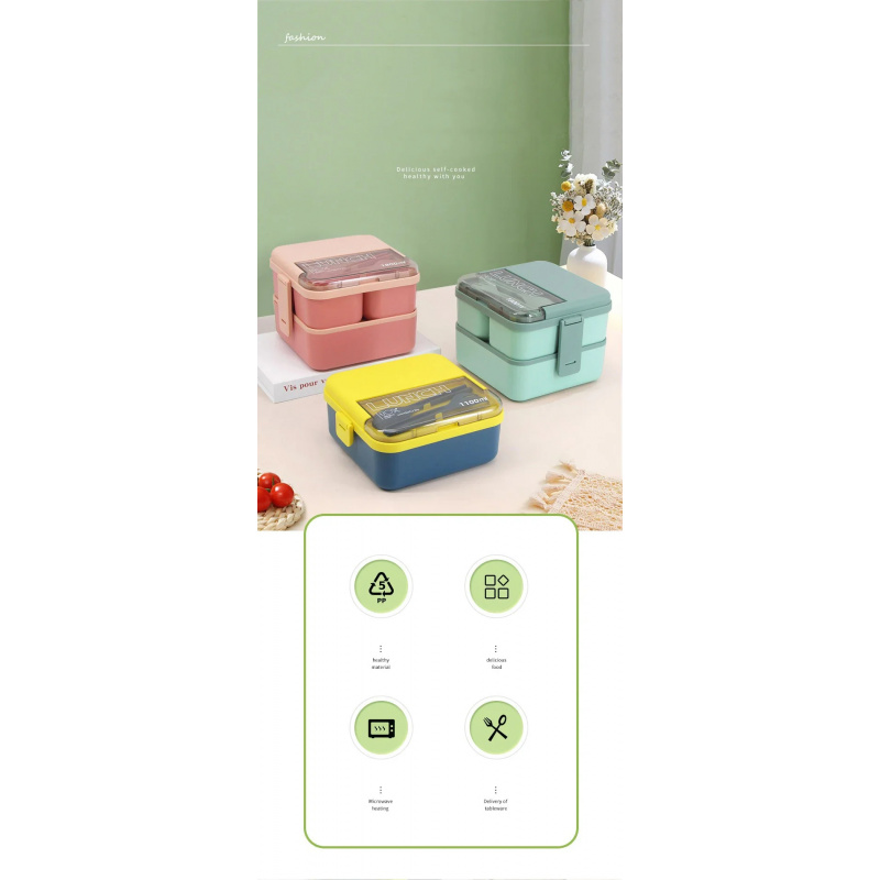 Portable Double Layer Lunch Bo - огляд і ціна Food Storage With Scoop