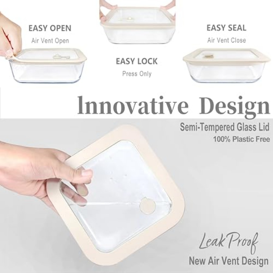 Glass Food Container Set with  - огляд і ціна Storage Food Prep