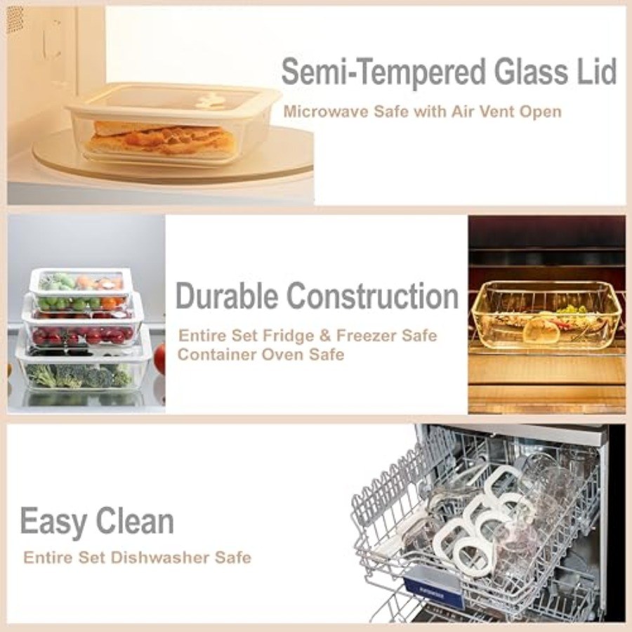 Glass Food Container Set with  - огляд і ціна Storage Food Prep
