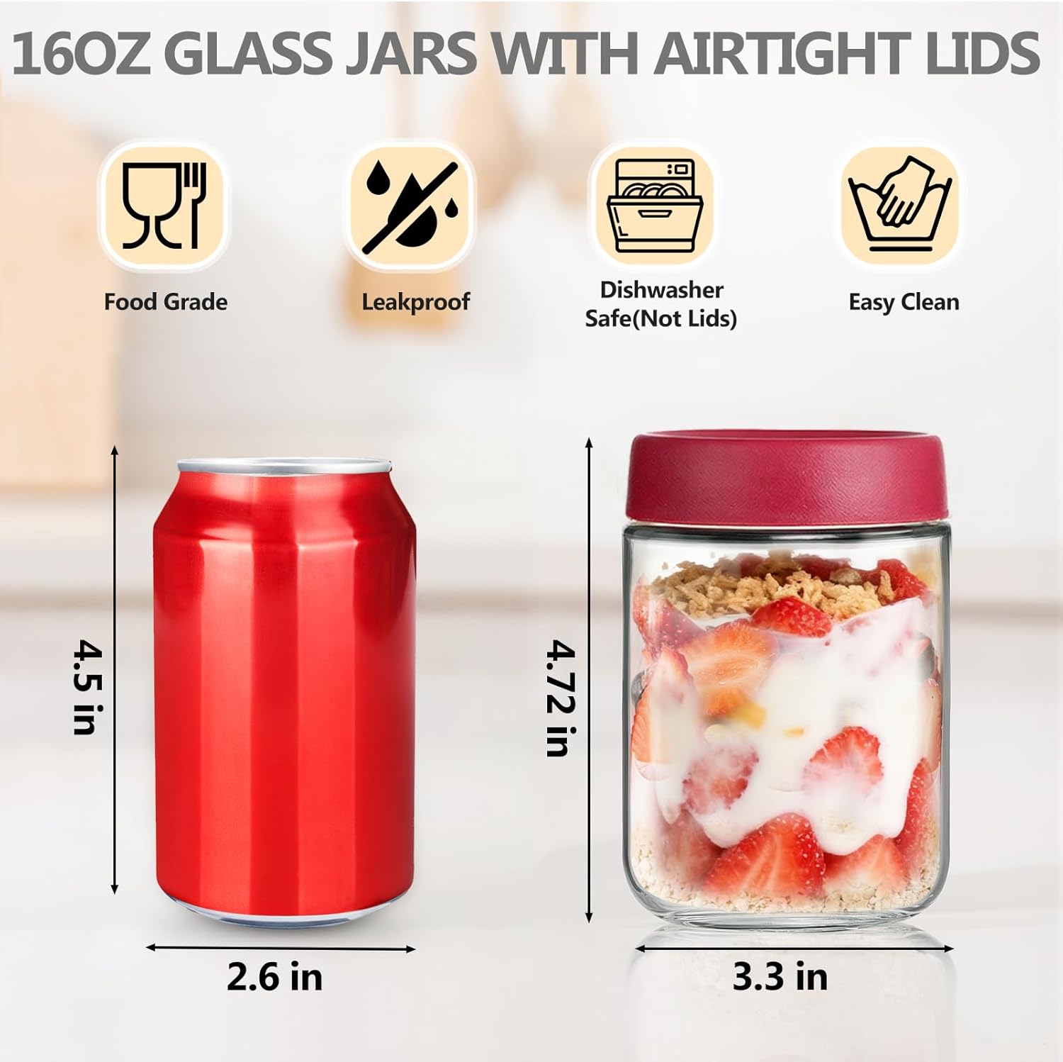 12 Pack Overnight Oats Contain - огляд і ціна Food Storage With Glass Lids