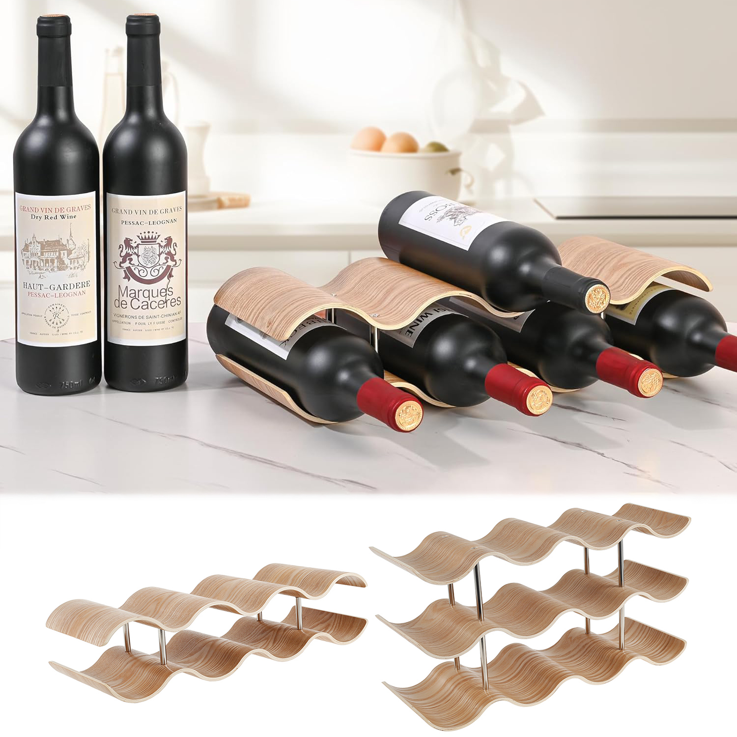 2/3-Tier Wooden Wine Rack Wavy - огляд і ціна Food Storage Tank