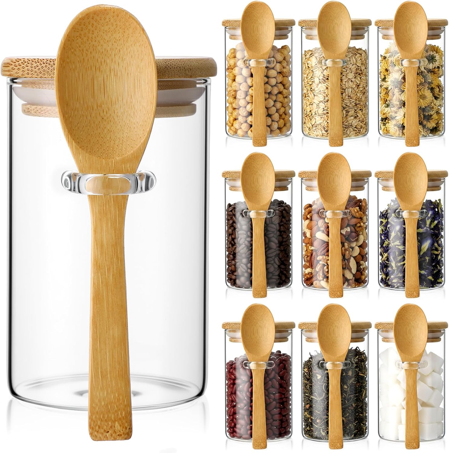 10 Pack Glass Jars with Bamboo - огляд і ціна Food Storage With Glass Lids