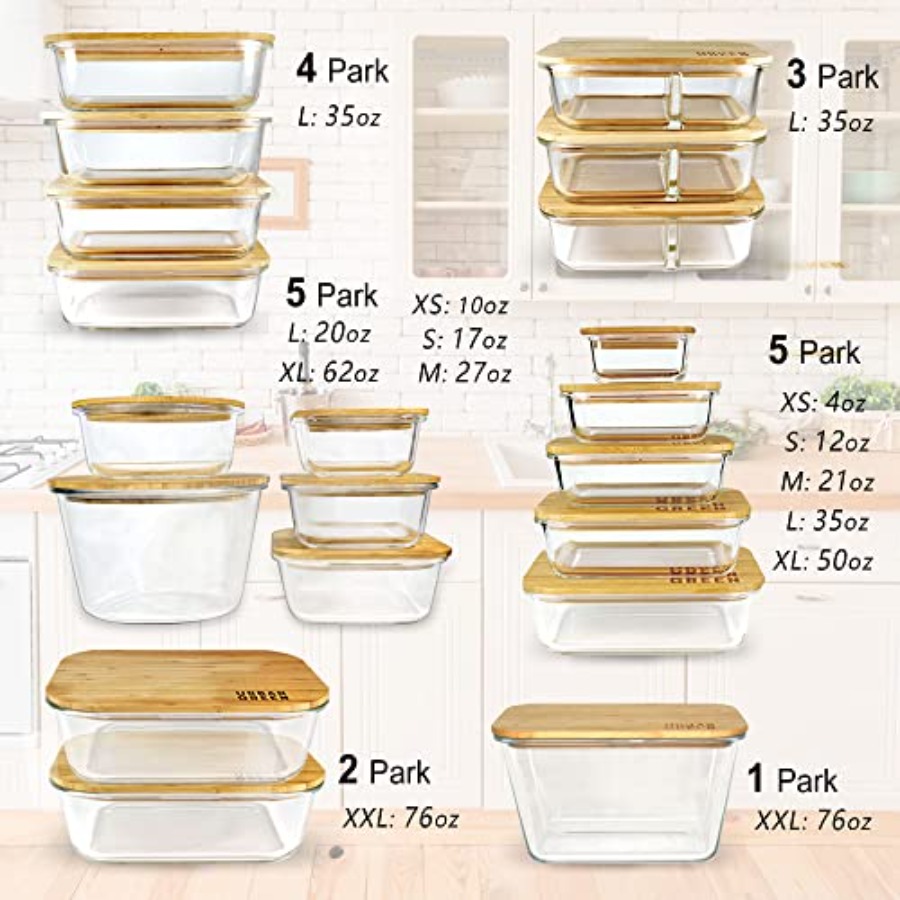 Glass Containers with Bamboo L - огляд і ціна Storage Food Prep