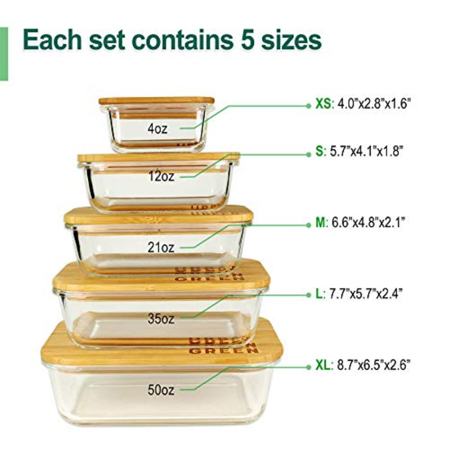 Glass Containers with Bamboo L - огляд і ціна Storage Food Prep