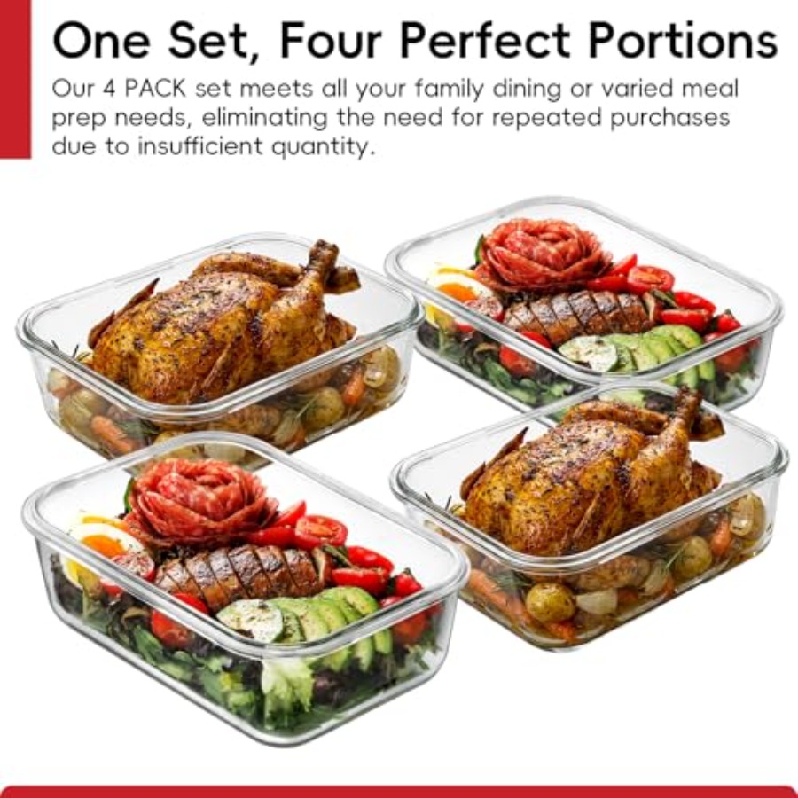 4 Pack 8 Cups/ 63oz Large Glas - огляд і ціна Storage Food Prep