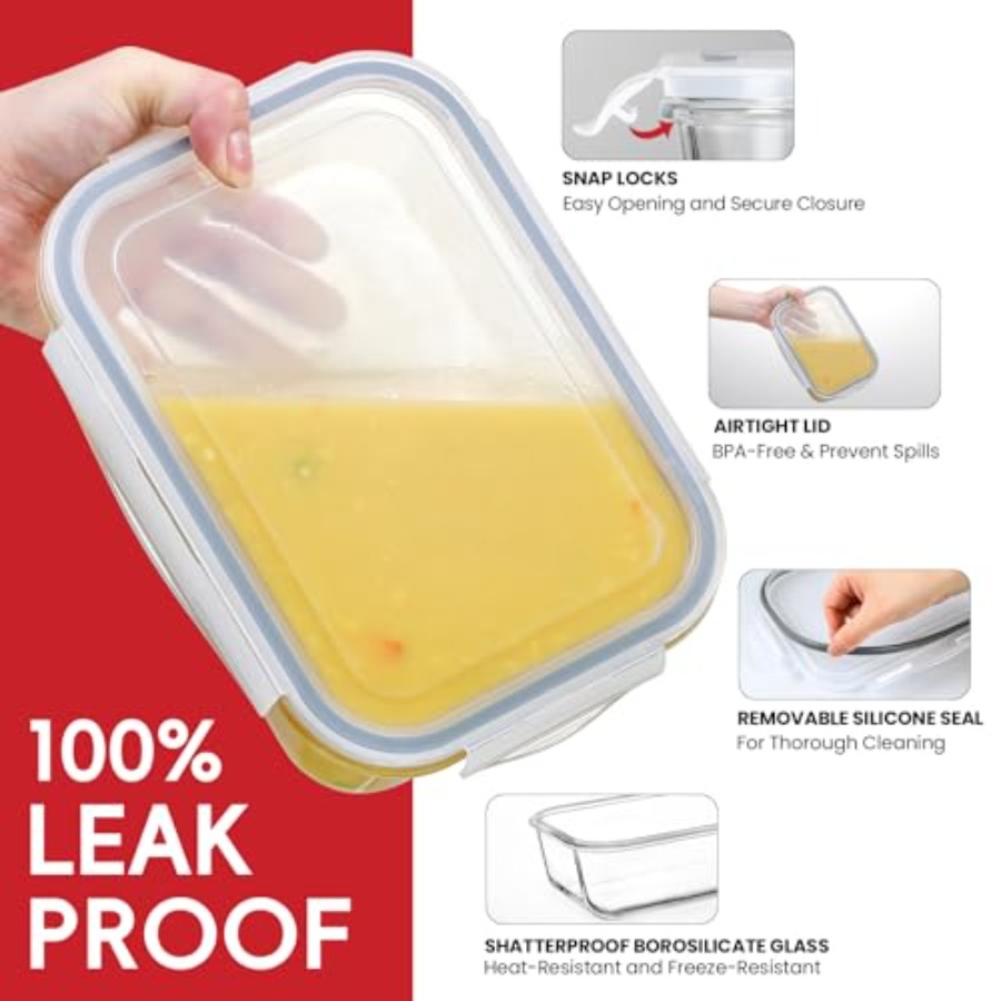 4 Pack 8 Cups/ 63oz Large Glas - огляд і ціна Storage Food Prep