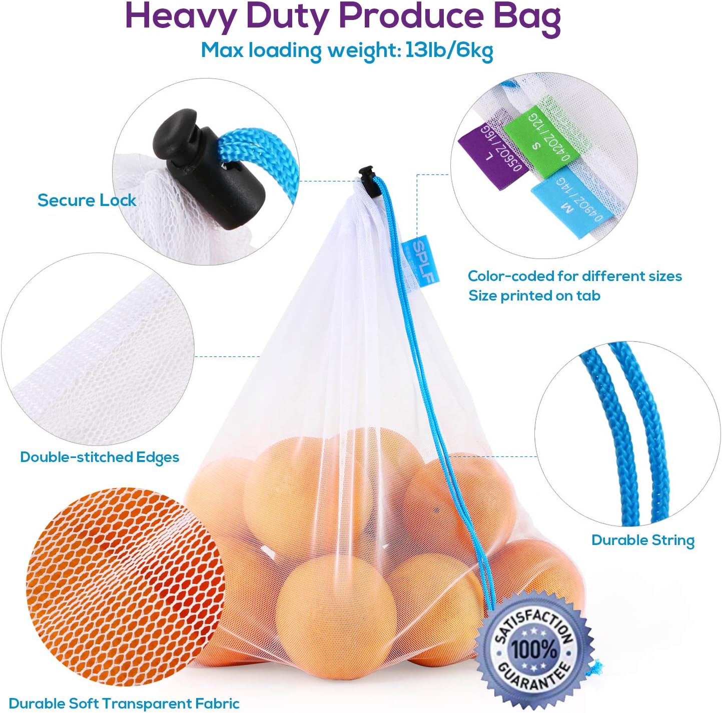 12 Pcs Reusable Mesh Produce B - огляд і ціна Produce Bag Reusable Mesh