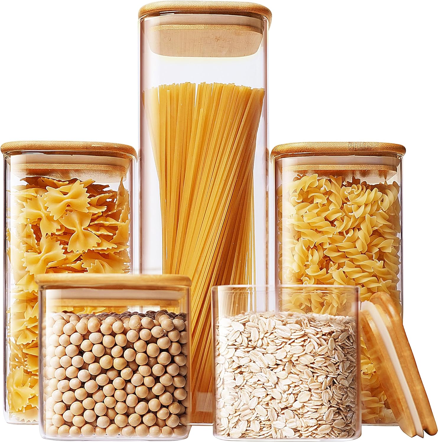 Square Glass Jars with Bamboo  - огляд і ціна Food Storage With Glass Lids