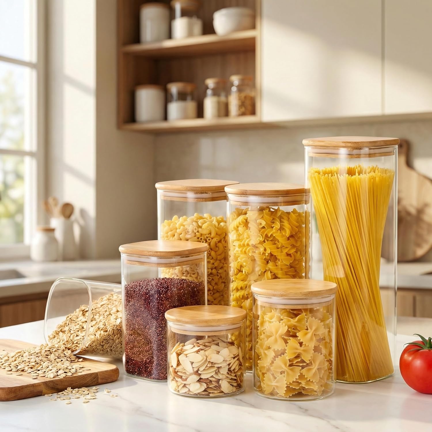 Square Glass Jars with Bamboo  - огляд і ціна Food Storage With Glass Lids