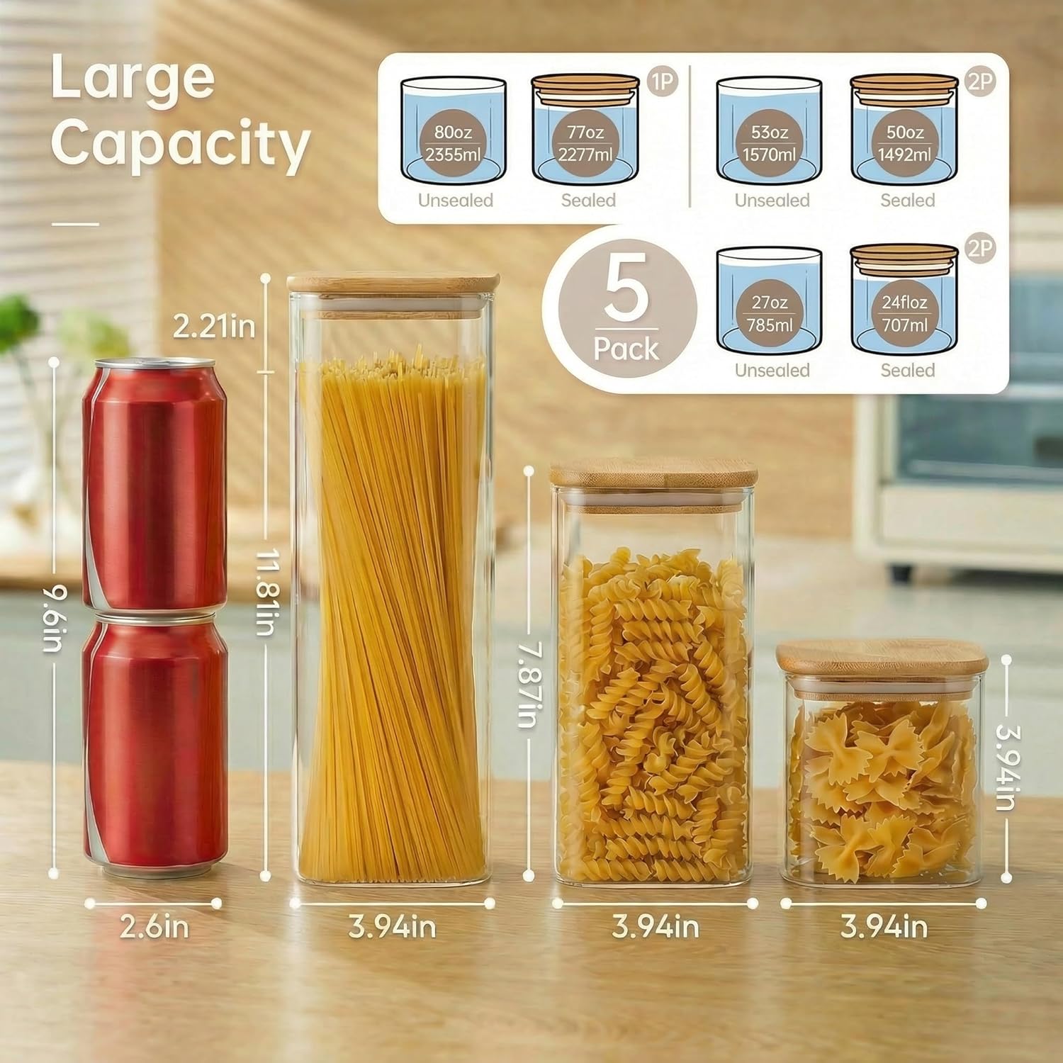 Square Glass Jars with Bamboo  - огляд і ціна Food Storage With Glass Lids