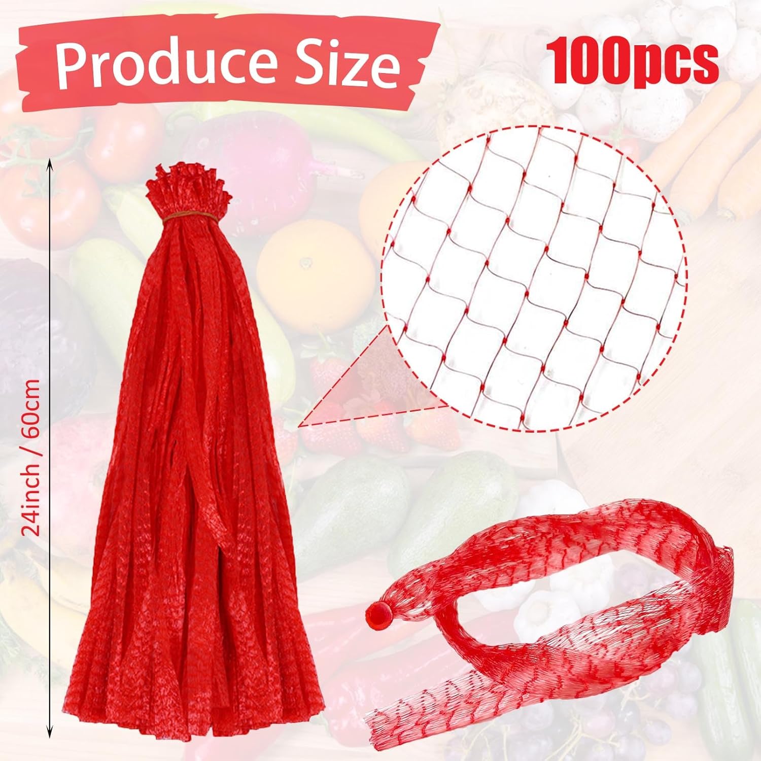 100Pcs Reusable Mesh Produce B - огляд і ціна Produce Bag Reusable Mesh