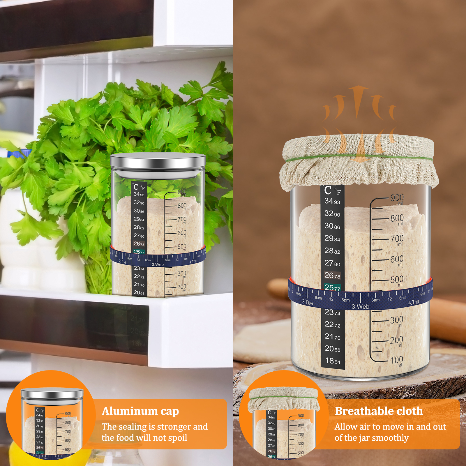 Sourdough Starter Jar Kit 900m - огляд і ціна Food Storage Tank