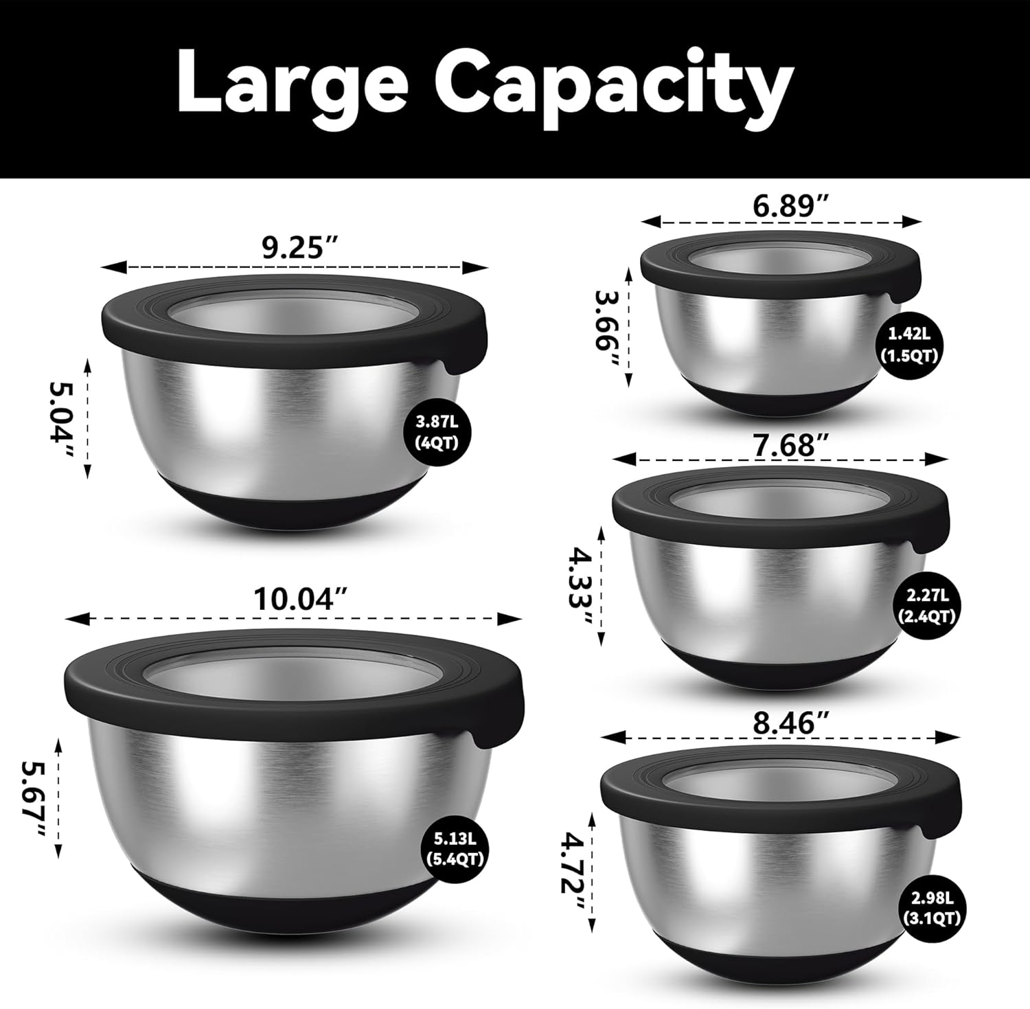 Stainless Steel Mixing Bowls w - огляд і ціна Storage Food Prep