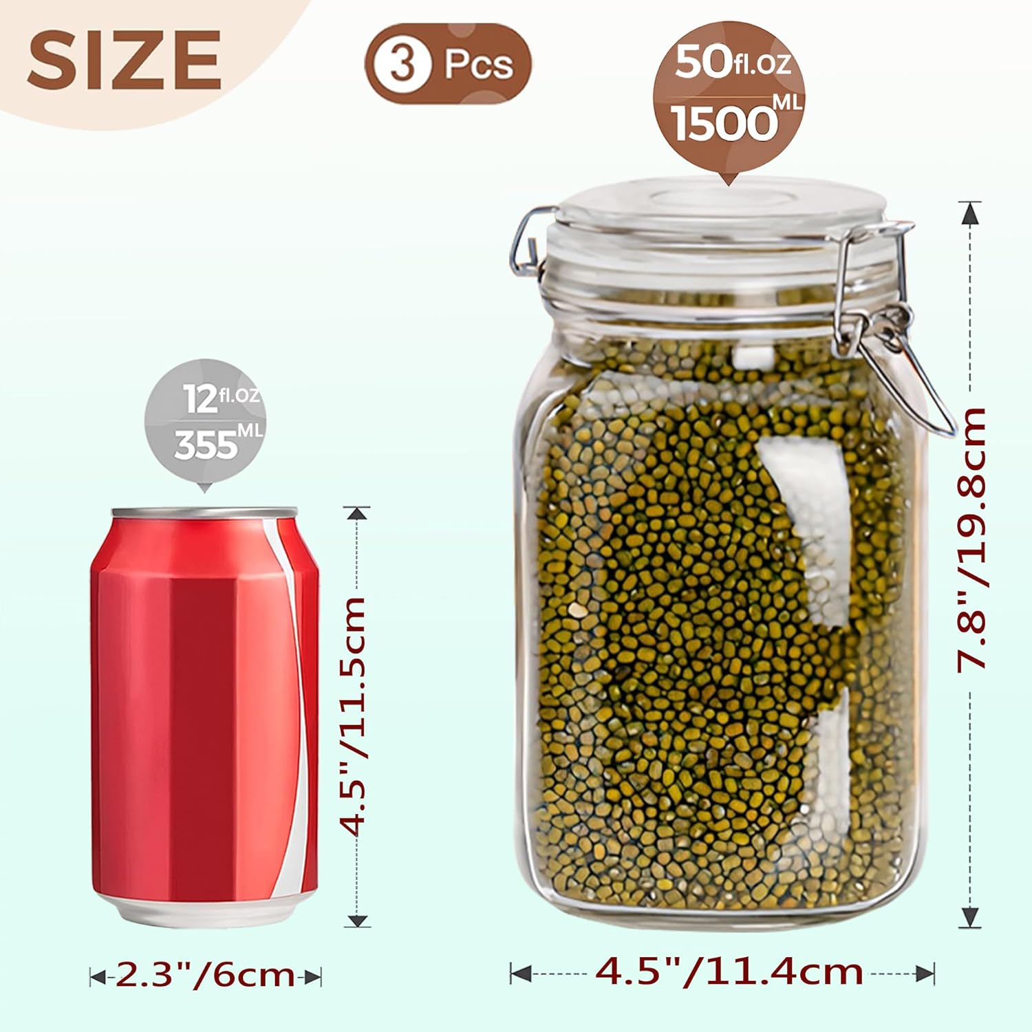 Clear Food Storage Jars 50oz S - огляд і ціна Food Storage With Glass Lids