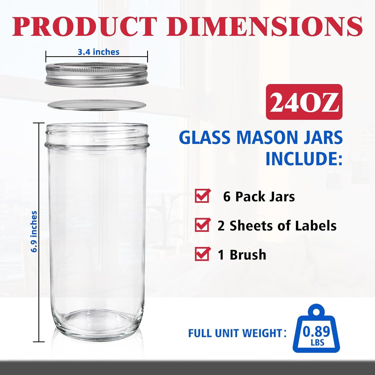 Jars Wide Mouth 6 Pack, 24oz G - огляд і ціна Food Storage With Glass Lids