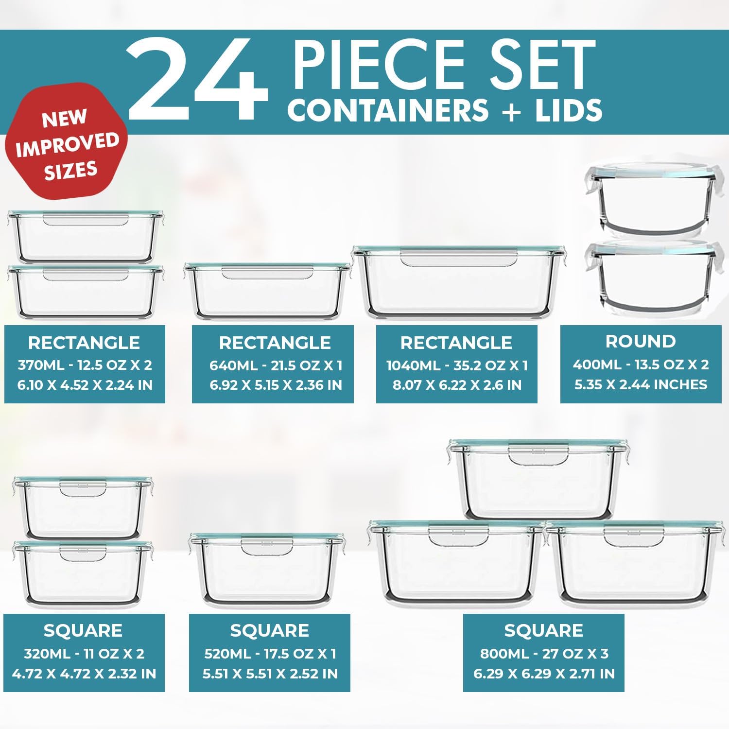 24 Pc Airtight Glass Food Stor - огляд і ціна Storage Food Prep