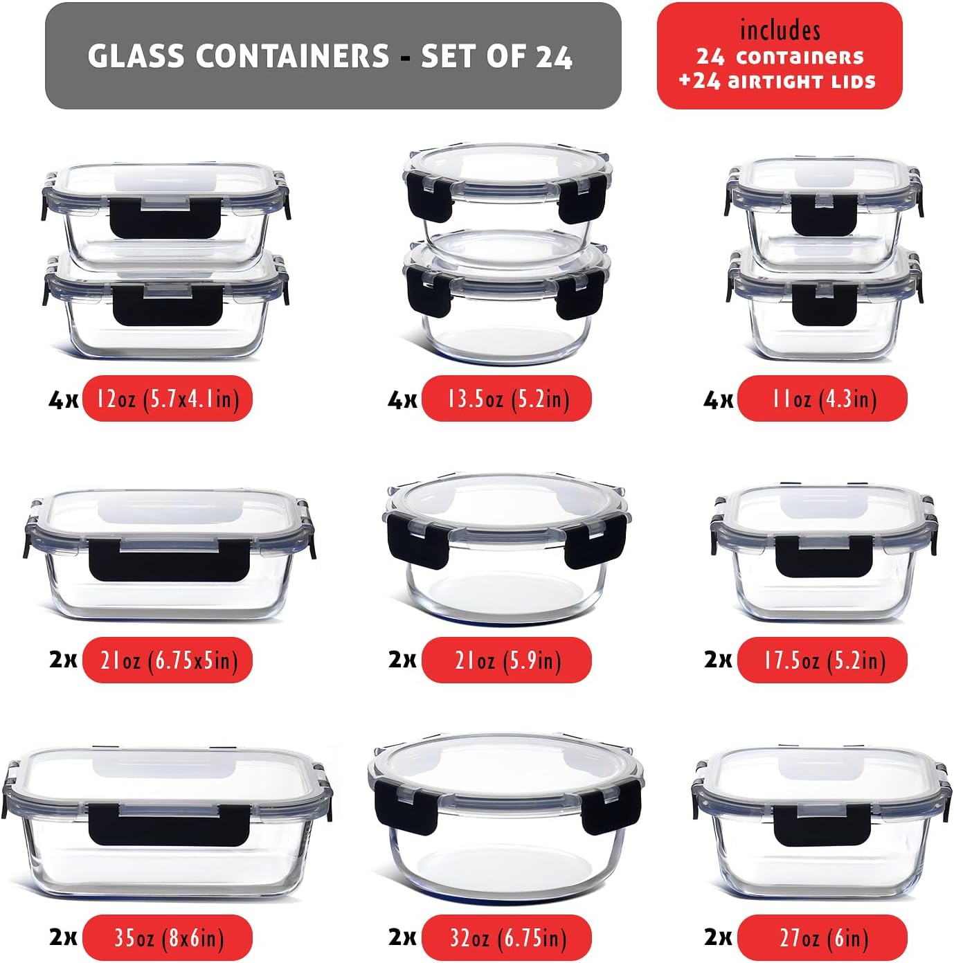 48-Piece Glass Food Storage Co - огляд і ціна Food Storage With Glass Lids