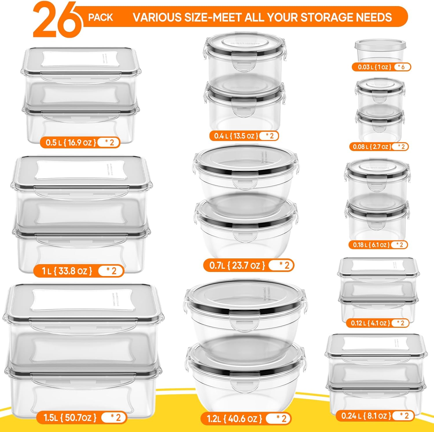 52 PCS Food Storage Containers - огляд і ціна Storage Food Prep