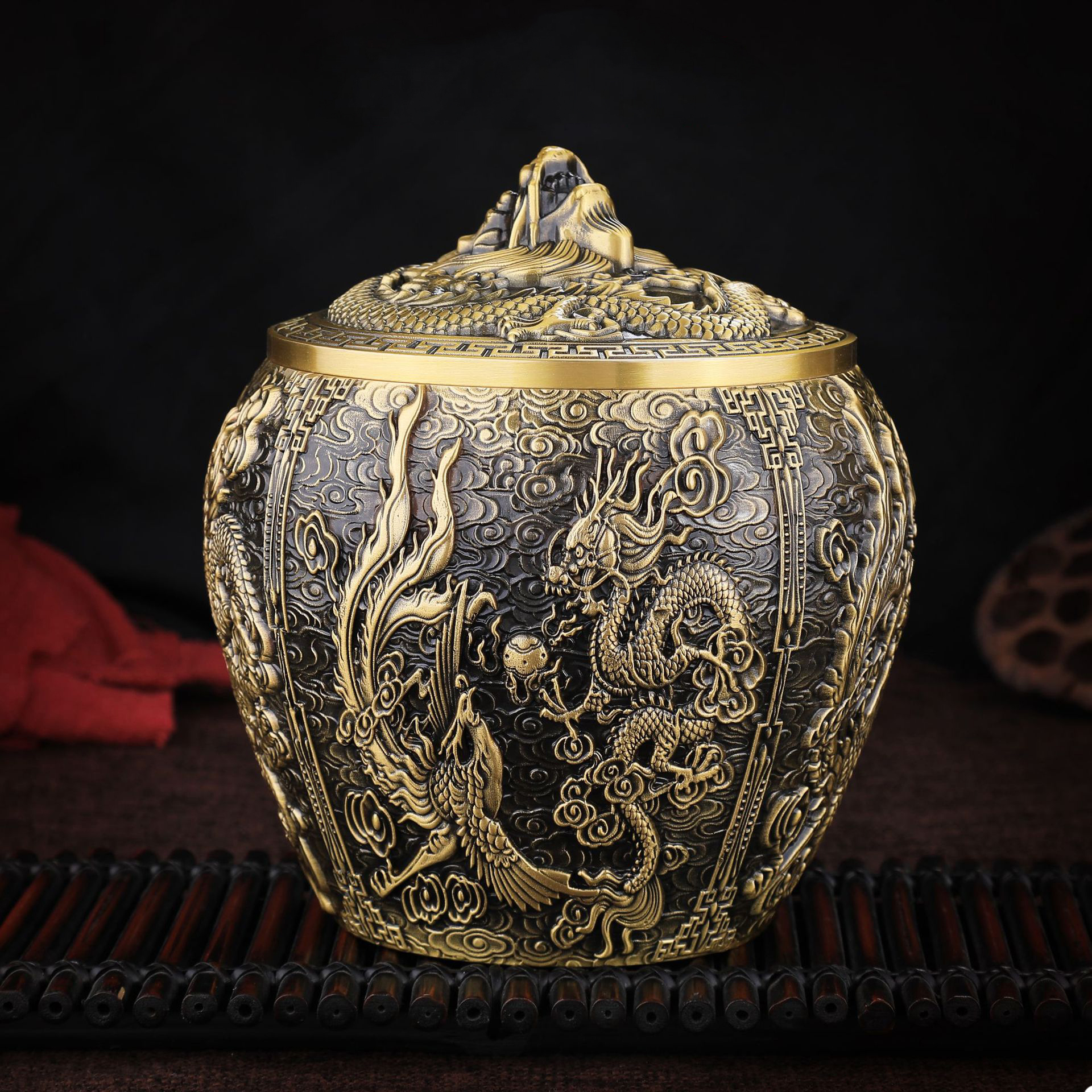 Retro Brass Tea Can Sugar and  - огляд і ціна Food Storage Tank