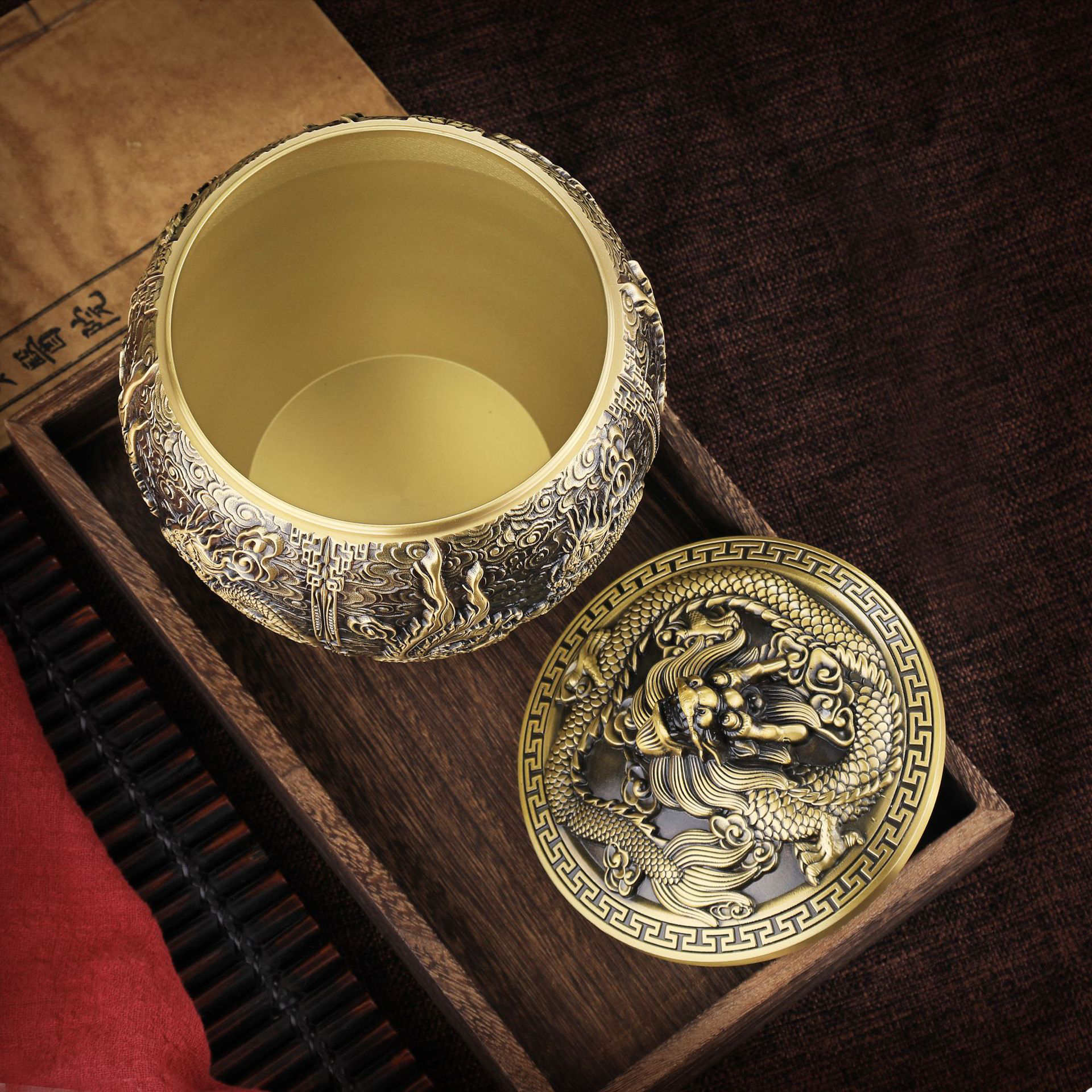 Retro Brass Tea Can Sugar and  - огляд і ціна Food Storage Tank