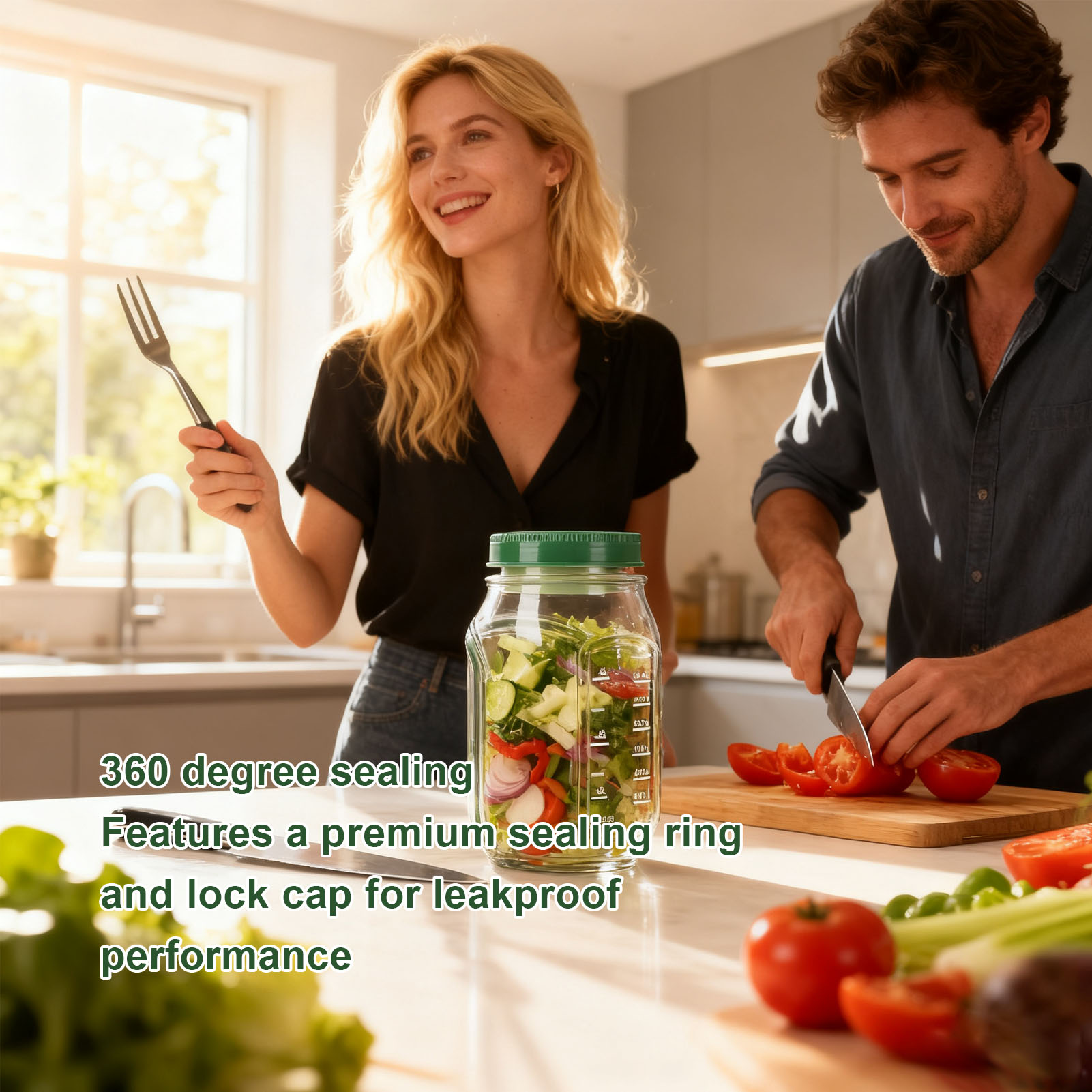 Salad Jar Side Open Plastic Le - огляд і ціна Herb Keeper Container