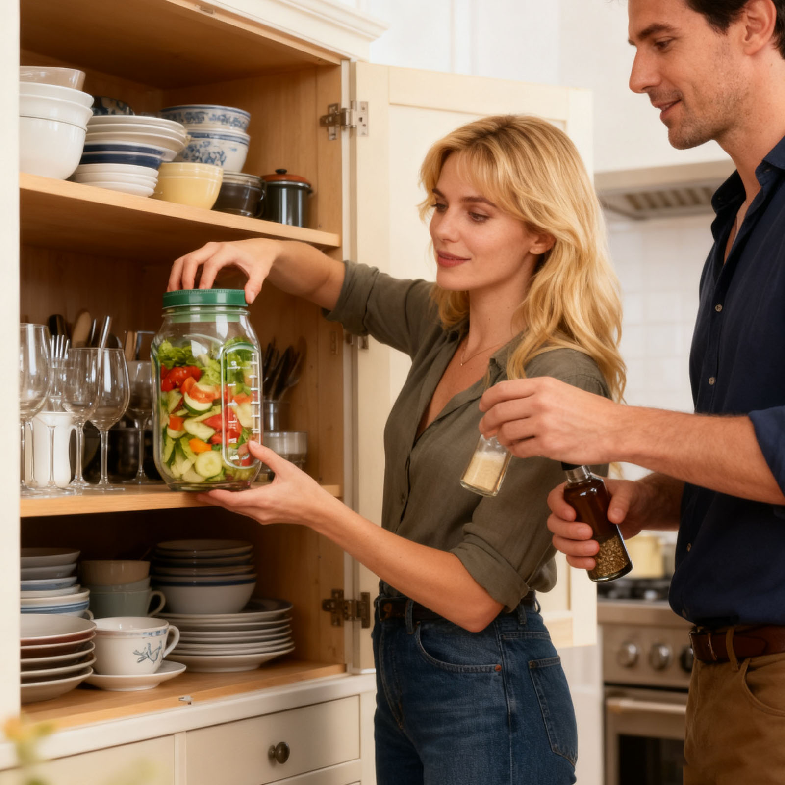 Salad Jar Side Open Plastic Le - огляд і ціна Herb Keeper Container