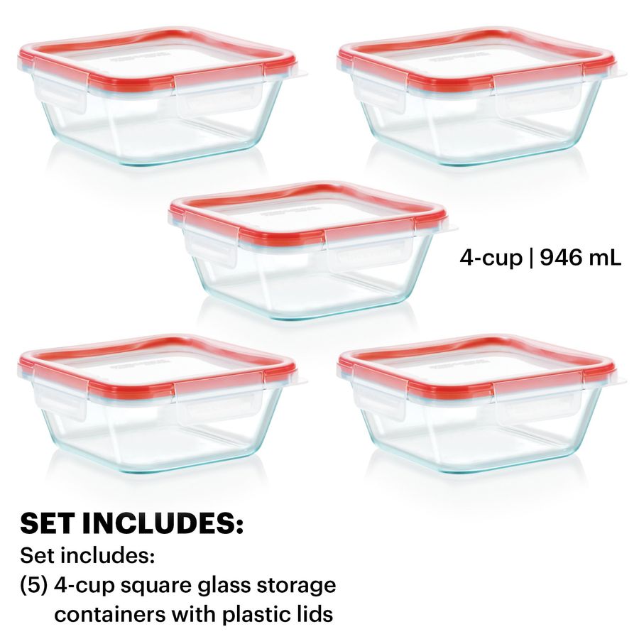 Freshlock 5Pack, 4 Cup Glass F - огляд і ціна Storage Food Prep
