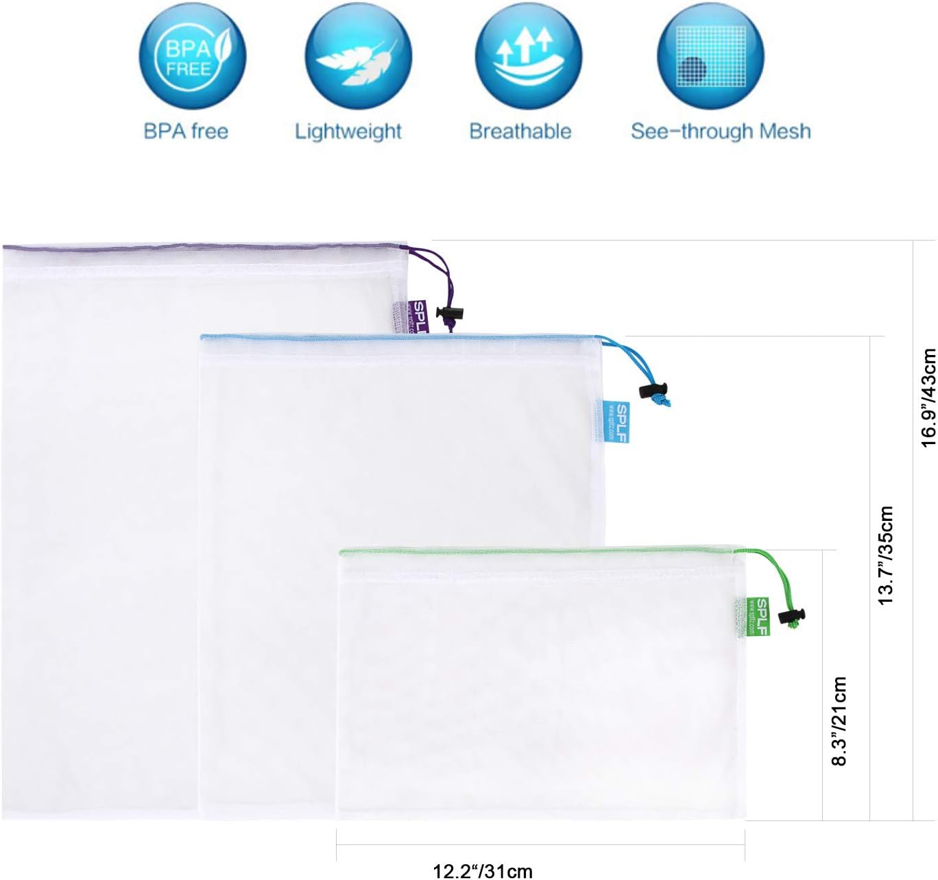 12 Pcs Reusable Mesh Produce B - огляд і ціна Produce Bag Reusable Mesh