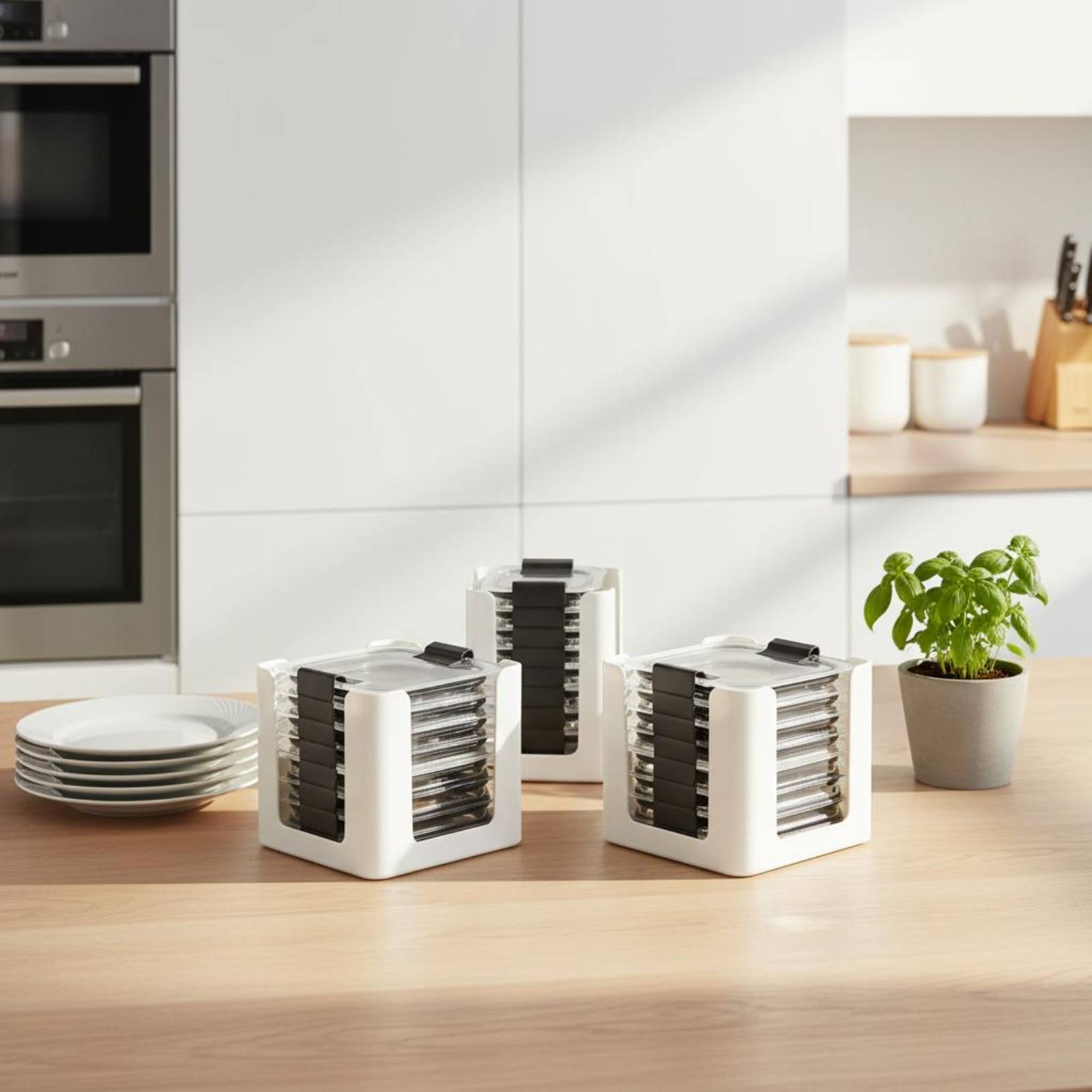 3 Pieces Lid Storage Rack Rect - огляд і ціна Food Storage Square Containers